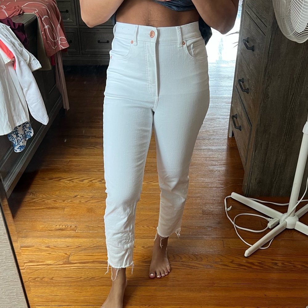 Express White Mom Jeans